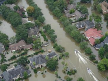 Overhead image of city flooded