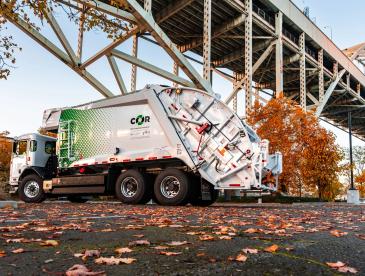 An electric garbage truck.