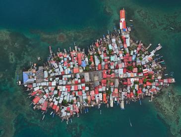 Aerial view of Gardi Sugdub, an island off the coast of Panama