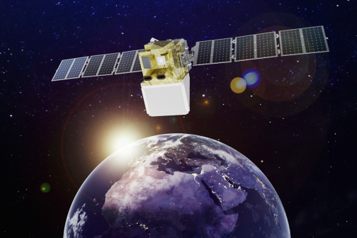 Artist's rendering of MethaneSAT in low-Earth orbit, EDF's satellite that will measure and map methane emissions to slow global warming